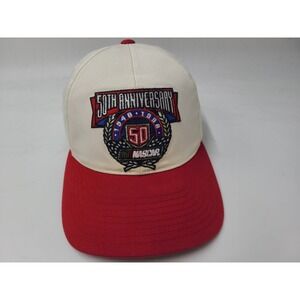 Vintage NASCAR 50th Anniversary 1998 Track Gear Adjustable Hat Cap Men White Red